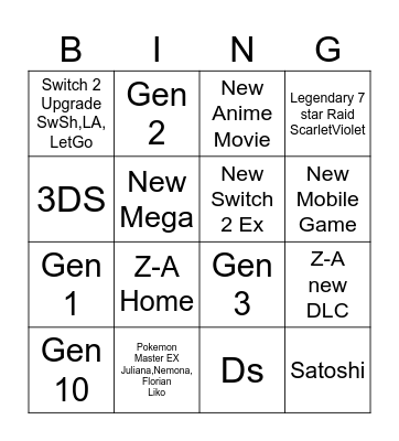 Pokemon day 26 Bingo Card