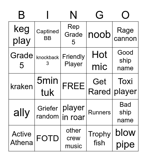 Sea of yee's Bingo Card