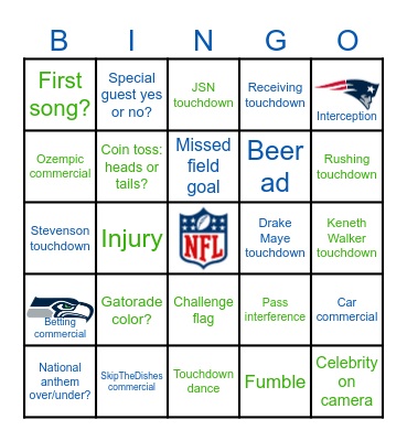 SUPERBOWL 2026 Bingo Card