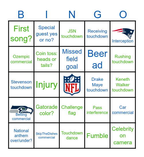 SUPERBOWL 2026 Bingo Card