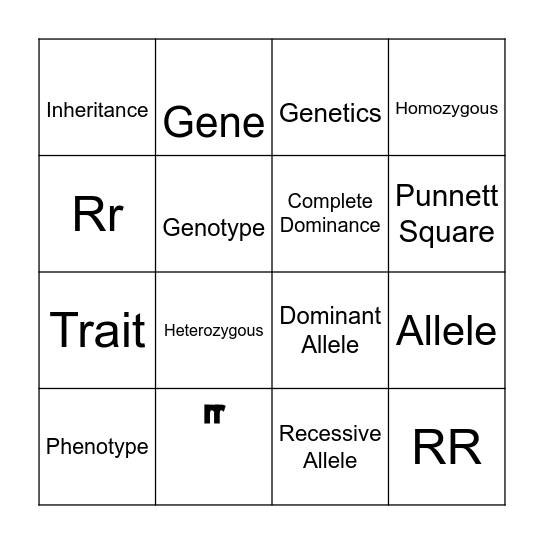 Inheritance Bingo Card