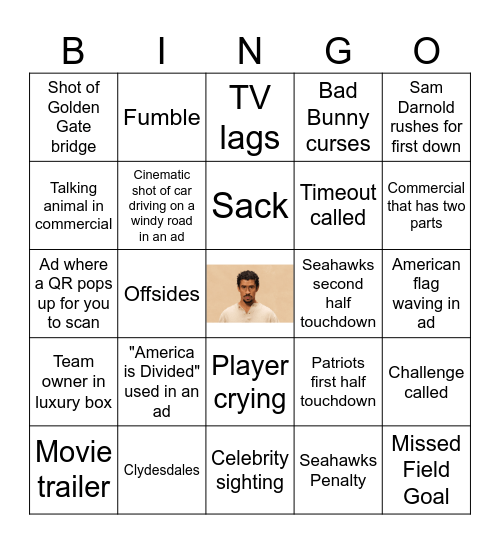 superbowl bingo '26 Bingo Card