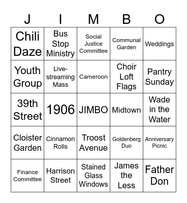 JIMBO Bingo Card