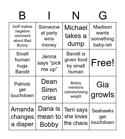 Stony Bowl Bingo 2026 Bingo Card