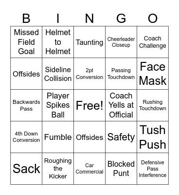 Football Bingo Card