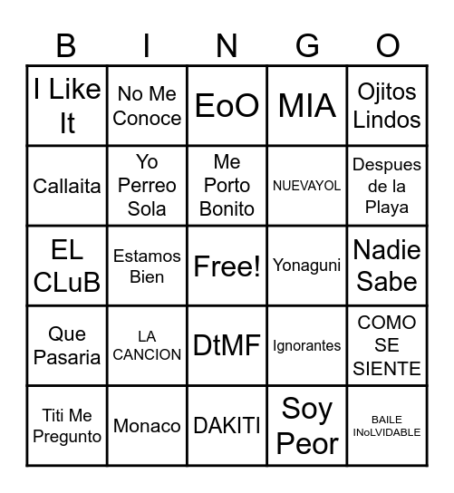 Benito Bowl Bingo! Bingo Card