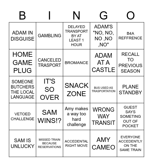 Jet Lag The Bingo Card