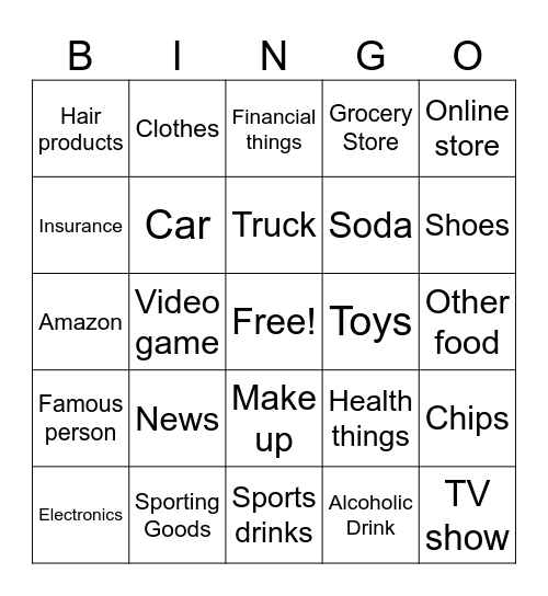 Commercial bingo Card