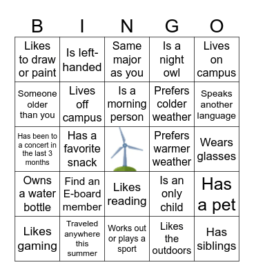 Get to Know You Bingo! Bingo Card