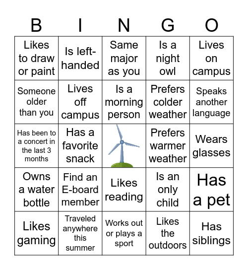 Get to Know You Bingo! Bingo Card