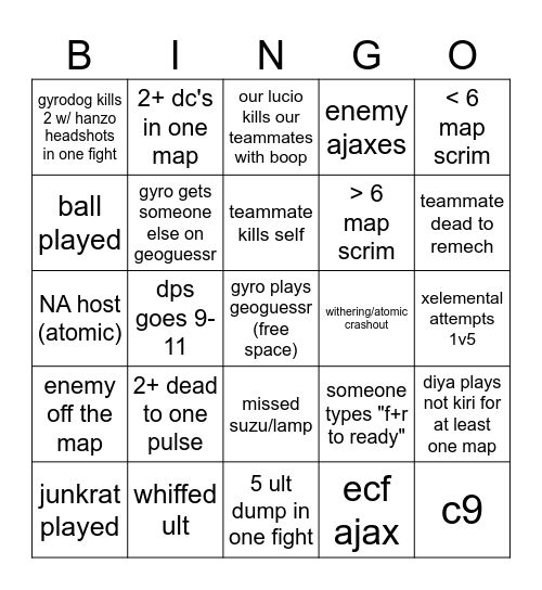 boingus scrim bingo Card