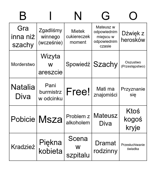 Mateuszek Bingo Card