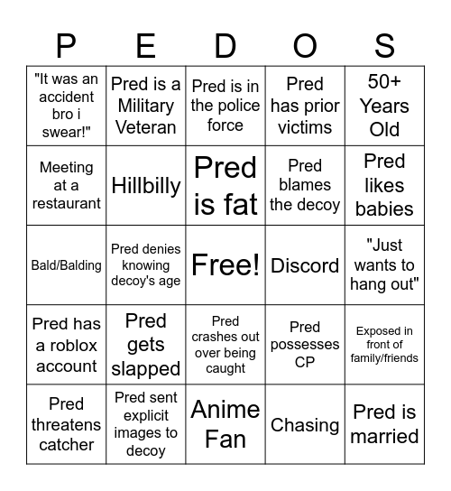Predator Catch Bingo v2 Bingo Card