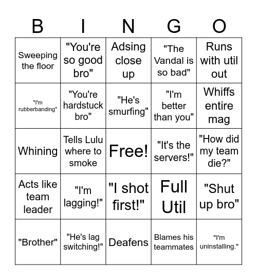 Evo Valorant Bingo Card