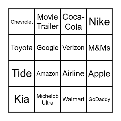 Super Bowl 4-In-A-Row Bingo Card