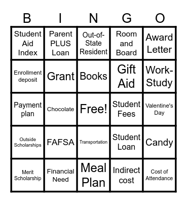 Let's Play Bingo!! (Financial Aid Edition) Bingo Card