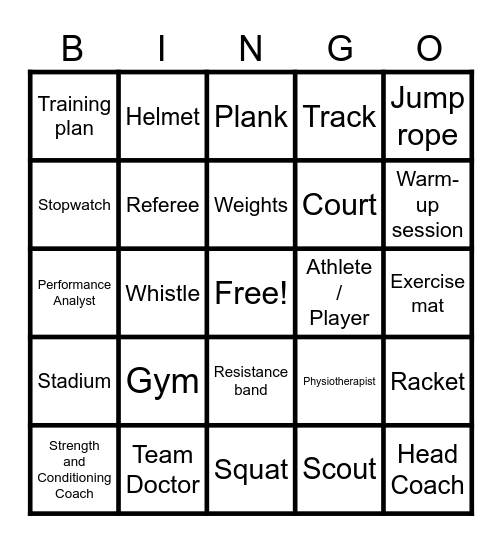 SPORTS COACHING Bingo Card