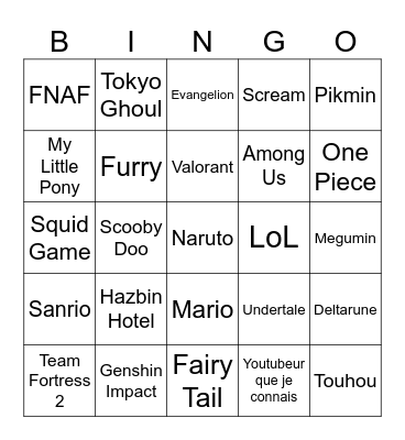 JGF Bingo Card