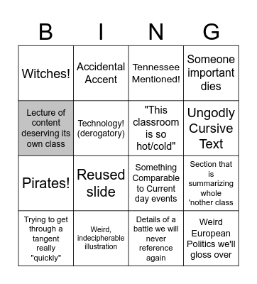 Dr. M Lecture Bingo Card