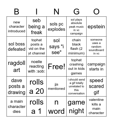 DnD Server Bingo Card