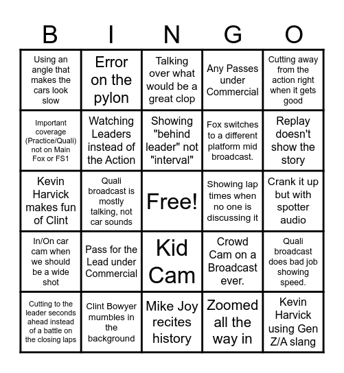 FOX BROADCAST BINGO Card