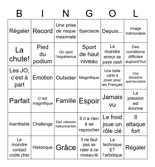 Ultimate 2026 Winter Olympics Bingo Card