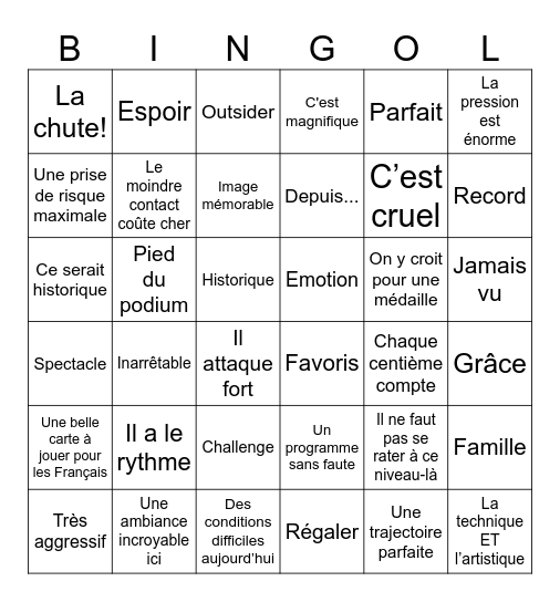 Ultimate 2026 Winter Olympics Bingo Card