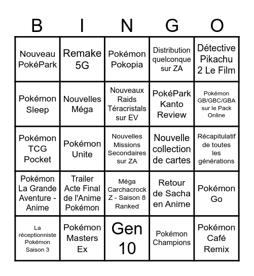 Pokémon Presents 2026 Bingo Card