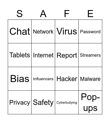 Internet Safety Day Bingo Card