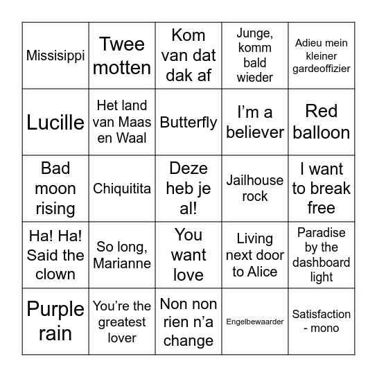 Huis van de weezenhof Bingo Card