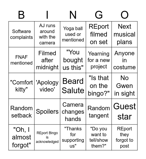 REport Bingo Card