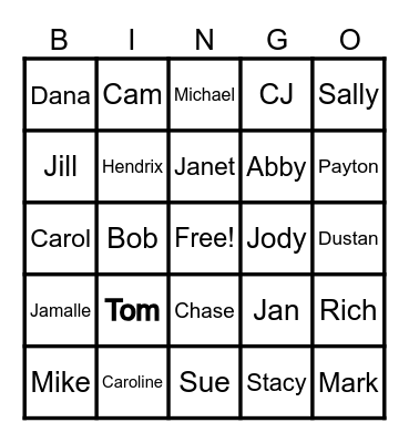 Goodpasture Family Bingo Card