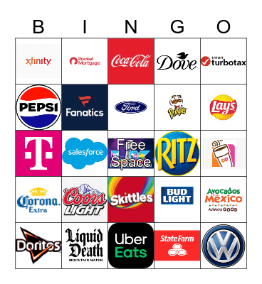 Super Bowl Commercial Bingo Card