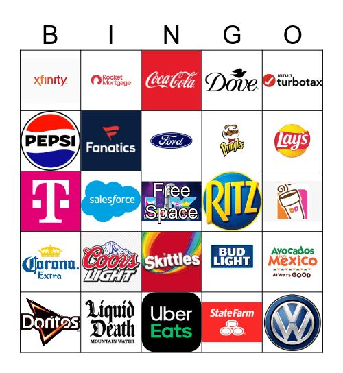 Super Bowl Commercial Bingo Card