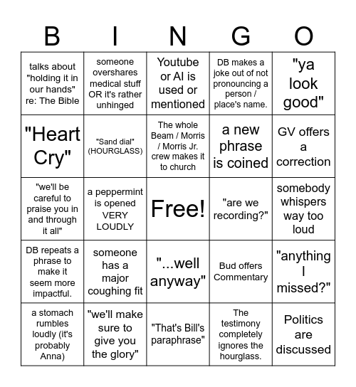 4G Sunday School Bingo - Daddy Bill Bingo Card