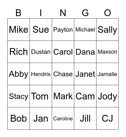 GOODPASTURE FAMILY Bingo Card