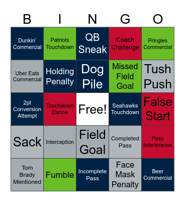 Super Bowl LX Bingo Card