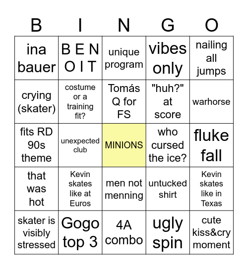 MEN SP Bingo Card