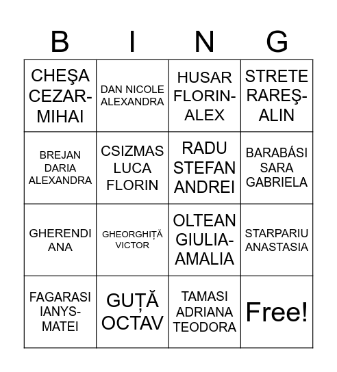 4A, 2025-2026 Bingo Card