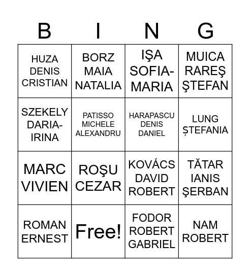 4B, 2025-2026 Bingo Card