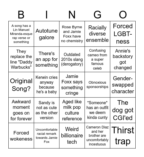 Annie Bingo Card