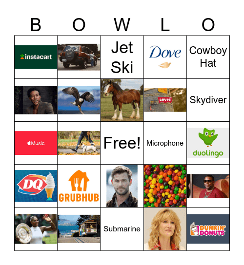 Super Bowl BOWLO Bingo Card