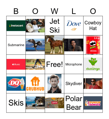Super Bowl BOWLO Bingo Card