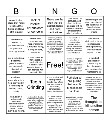 Mental Health Bingo Card
