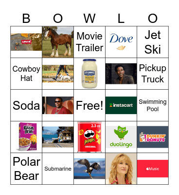 Super Bowl BOWLO Bingo Card