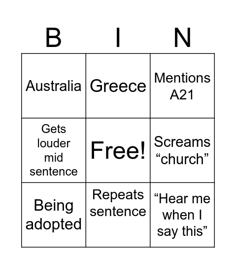 Christine Caine Bingo Card