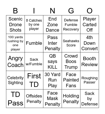 Super Bowl 60 Bingo Card