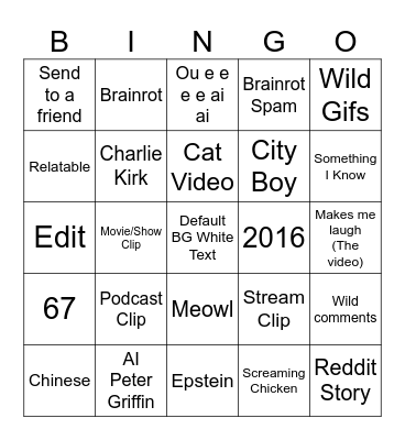 IG Reels Bingo Card