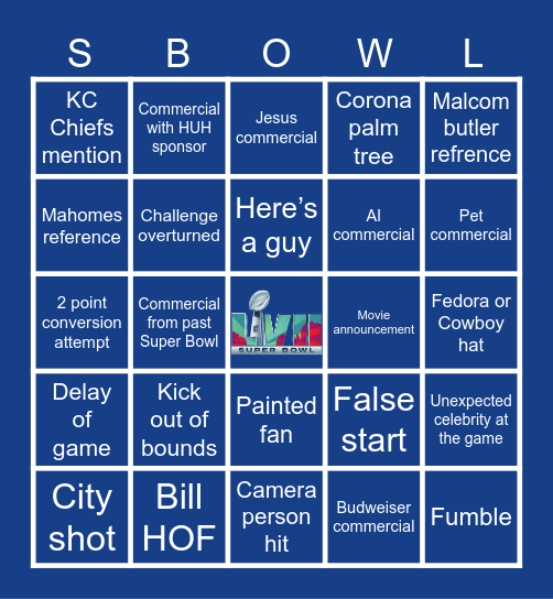 2026 Super Bowl Bingo Card
