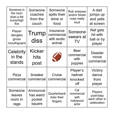 2026 Superbowl Bingo Card